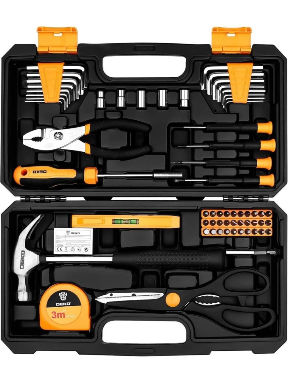 62-Piece Home Tool Set - Essential Hand Tools with Plastic Storage Case